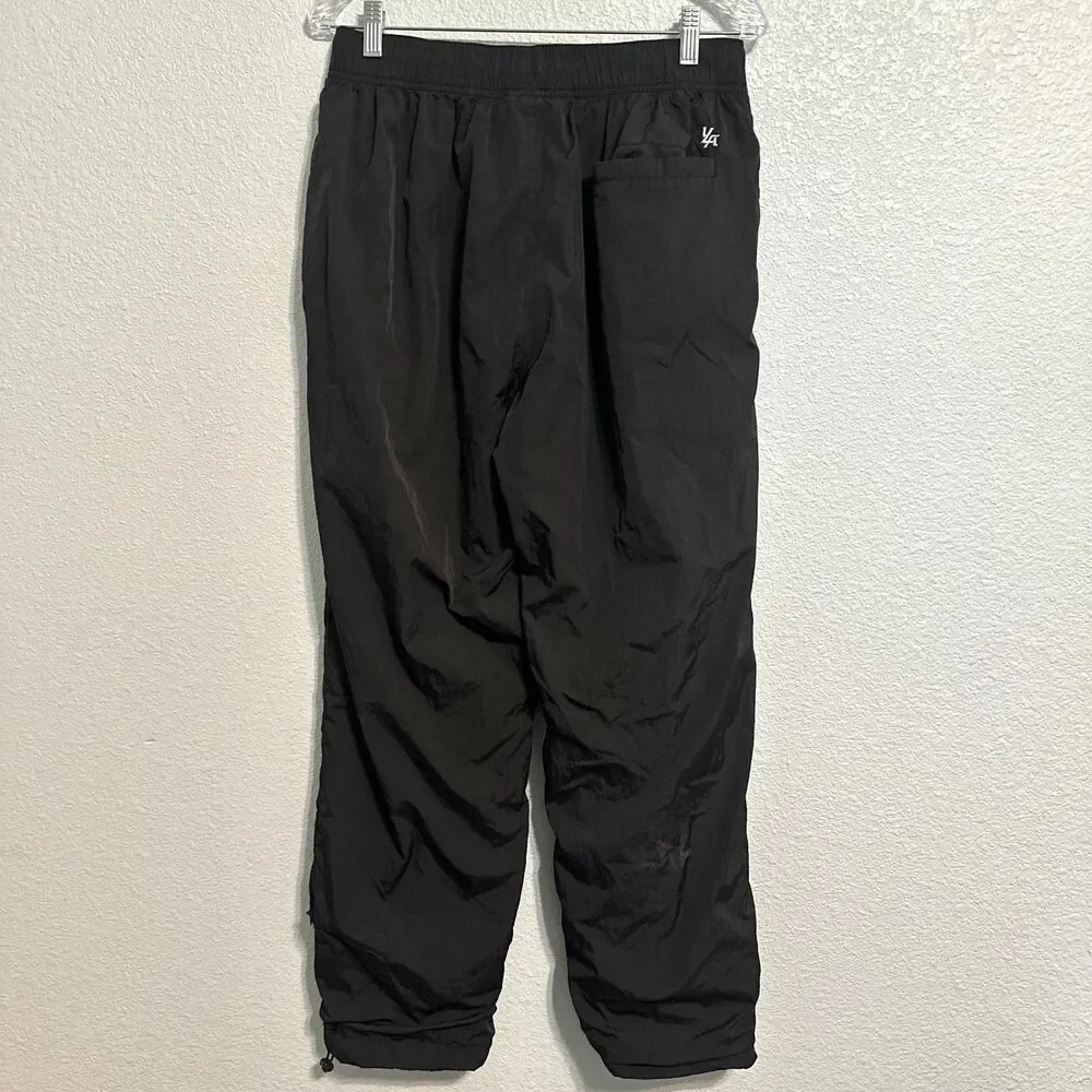 Youngla Joggers Pants Men L Black Nylon Mid Rise Elastic Waistband Pockets